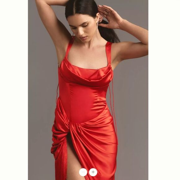 For Love & Lemons Anisa Asymmetrical Fringe Midi Dress - Picture 5 of 7